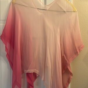 Pink Ombre Sheer Poncho Top